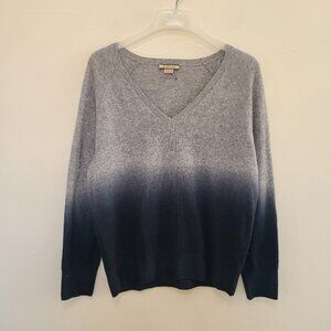 Amicale New York Cashmere Sweater Ombré V Neck size XL